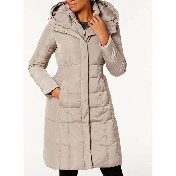Cole Haan Signature Women's Cashew Hooded Down Feather Jacket Size S Flaw